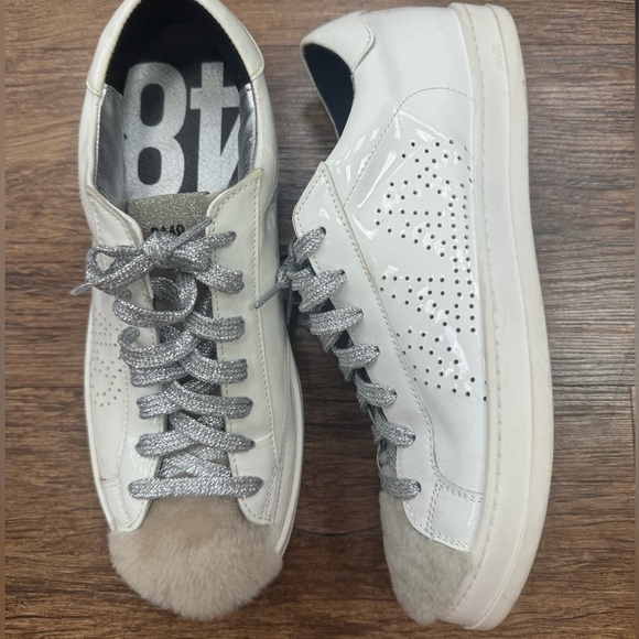 P448 white and silver sneakers lightly worn size 38/7.5 - Picture 1 of 6